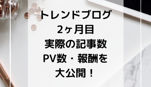 トレンドブログ2ヶ月目｜実際の更新記事数・PV数・報酬を大公開!